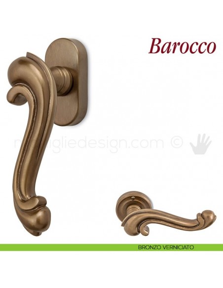 Maniglia per finestra martellina DK Barocco Antologhia bronzo verniciato