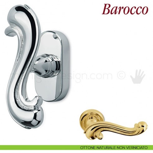 Maniglia per finestra martellina DK Barocco Antologhia ottone naturale non verniciato