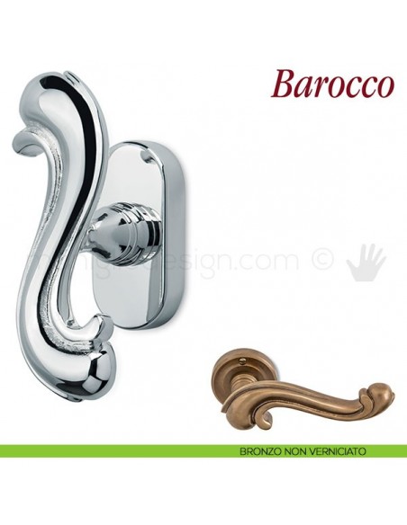 Maniglia per finestra martellina DK Barocco Antologhia bronzo non verniciato