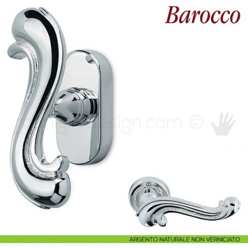 Maniglia per finestra martellina DK Barocco Antologhia argento naturale non verniciato