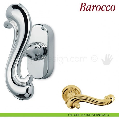 Maniglia per finestra martellina DK Barocco Antologhia ottone lucido verniciato