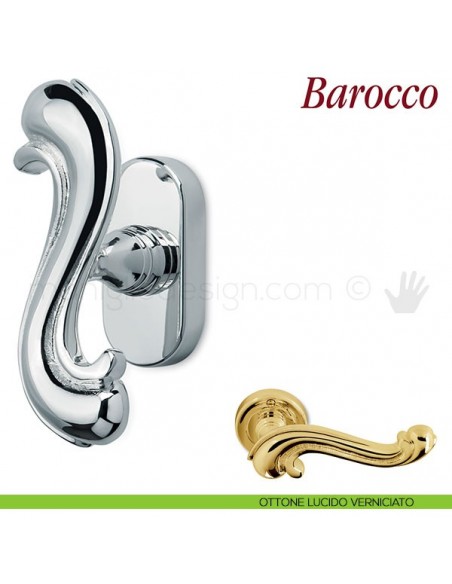 Maniglia per finestra martellina DK Barocco Antologhia ottone lucido verniciato