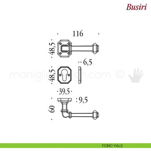 Maniglia per porta Busiri Antologhia con molla foro yale
