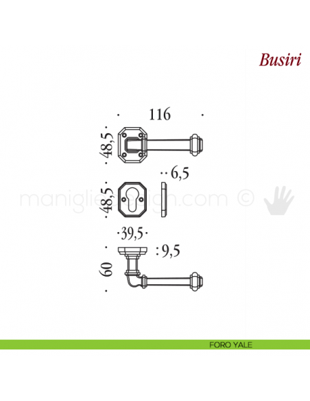 Maniglia per porta Busiri Antologhia con molla foro yale