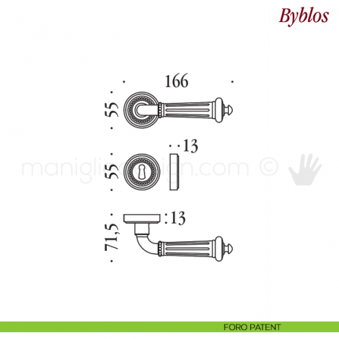 Maniglia per porta Byblos Antologhia con molla foro patent