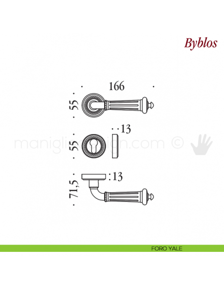 Maniglia per porta Byblos Antologhia con molla foro yale