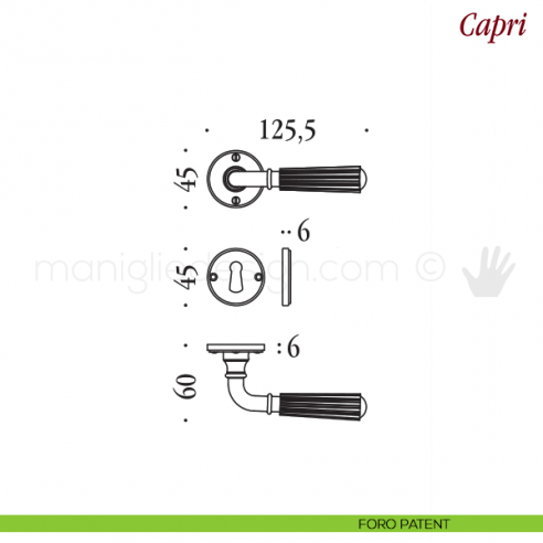 Maniglia per porta Capri Antologhia senza molla foro patent