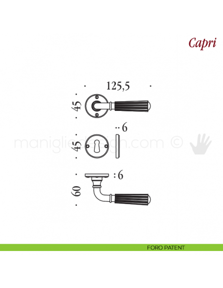 Maniglia per porta Capri Antologhia senza molla foro patent