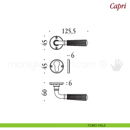 Maniglia per porta Capri Antologhia senza molla foro yale