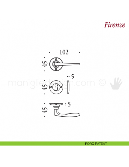 Maniglia per porta Firenze Antologhia senza molla foro patent