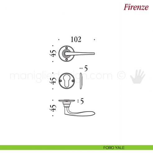 Maniglia per porta Firenze Antologhia senza molla foro yale