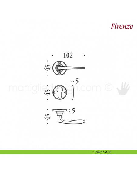 Maniglia per porta Firenze Antologhia senza molla foro yale