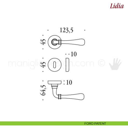 Maniglia per porta Lidia Antologhia con molla foro patent