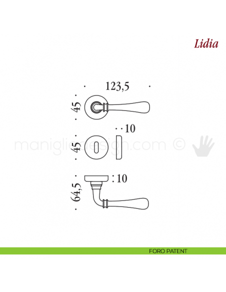Maniglia per porta Lidia Antologhia con molla foro patent