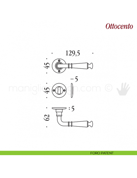 Maniglia per porta Ottocento Antologhia senza molla foro patent