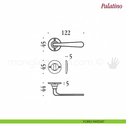 Maniglia per porta Palatino Antologhia senza molla foro patent