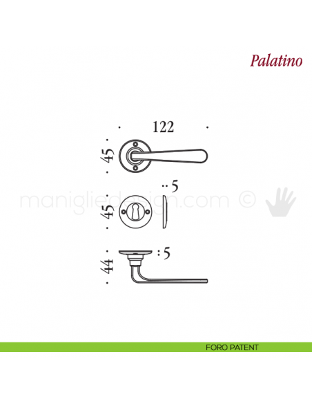 Maniglia per porta Palatino Antologhia senza molla foro patent