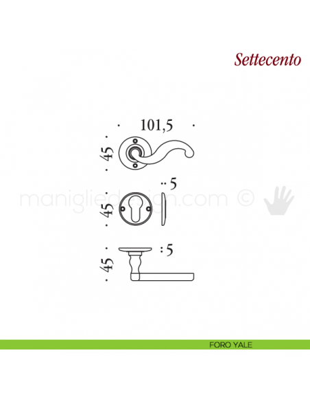 Maniglia per porta Settecento Antologhia senza molla foro patent