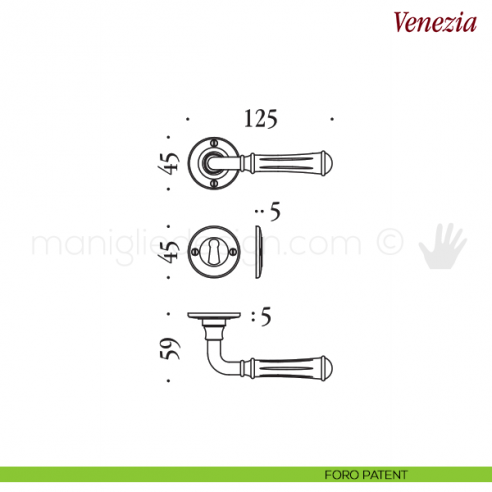 Maniglia per porta Venezia Antologhia senza molla foro patent