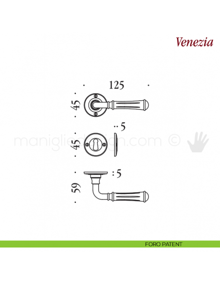 Maniglia per porta Venezia Antologhia senza molla foro patent