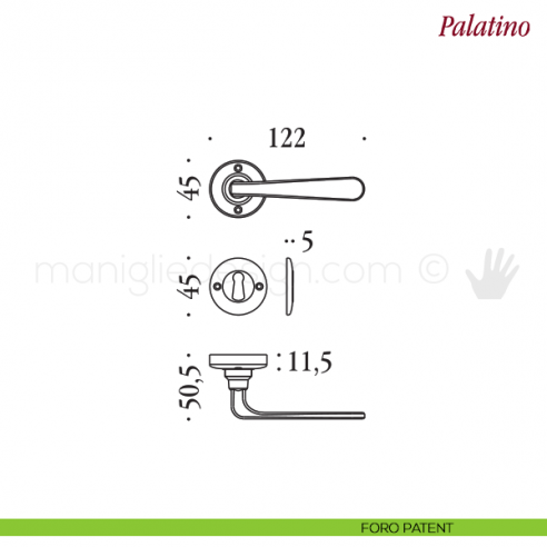 Maniglia per porta Palatino Antologhia con molla foro patent