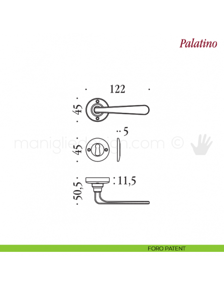 Maniglia per porta Palatino Antologhia con molla foro patent