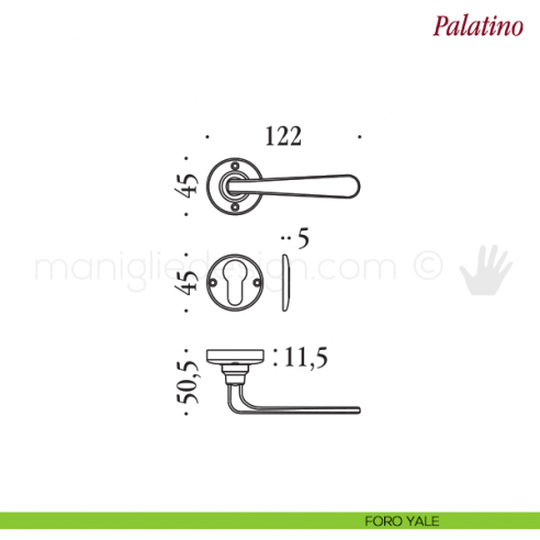 Maniglia per porta Palatino Antologhia con molla foro yale