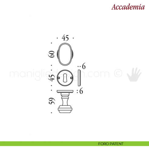 Pomello per porta Accademia girevole Antologhia senza molla foro patent