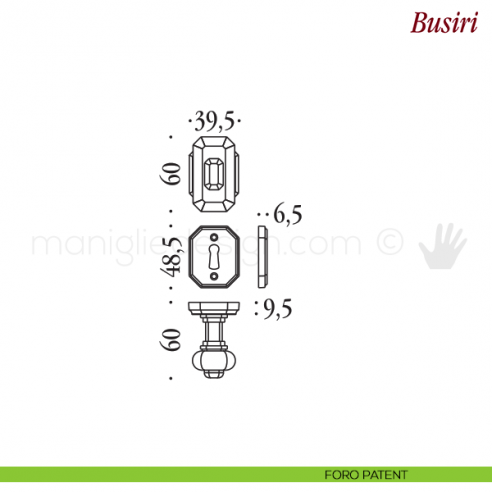 Pomello per porta Busiri girevole Antologhia con molla foro patent