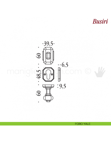 Pomello per porta Busiri girevole Antologhia con molla foro yale