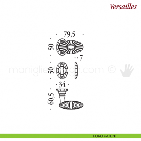 Pomello per porta Versailles girevole Antologhia senza molla foro patent