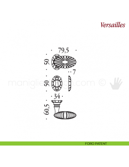 Pomello per porta Versailles girevole Antologhia senza molla foro patent