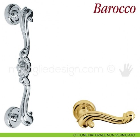 Maniglione per porta Barocco Antologhia ottone naturale non verniciato