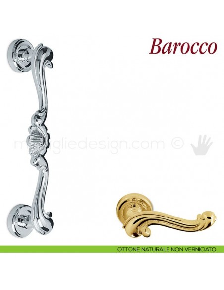 Maniglione per porta Barocco Antologhia ottone naturale non verniciato