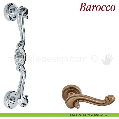 Maniglione per porta Barocco Antologhia bronzo non verniciato