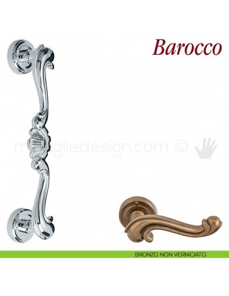 Maniglione per porta Barocco Antologhia bronzo non verniciato