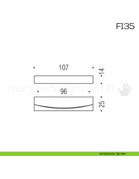 Maniglia per mobile F135 Formae interasse 96 mm