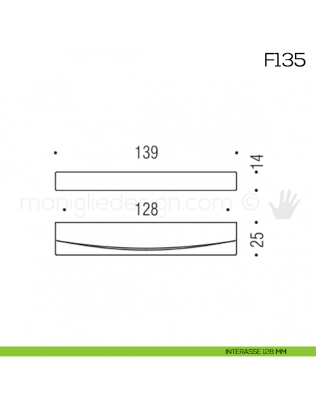 Maniglia per mobile F135 Formae interasse 128 mm