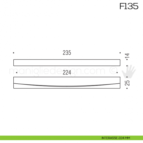 Maniglia per mobile F135 Formae interasse 224 mm