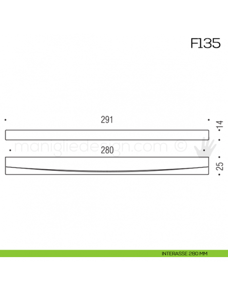 Maniglia per mobile F135 Formae interasse 280 mm