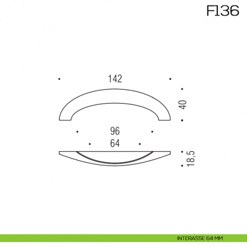 Maniglia per mobile F136 Formae interasse 64 mm