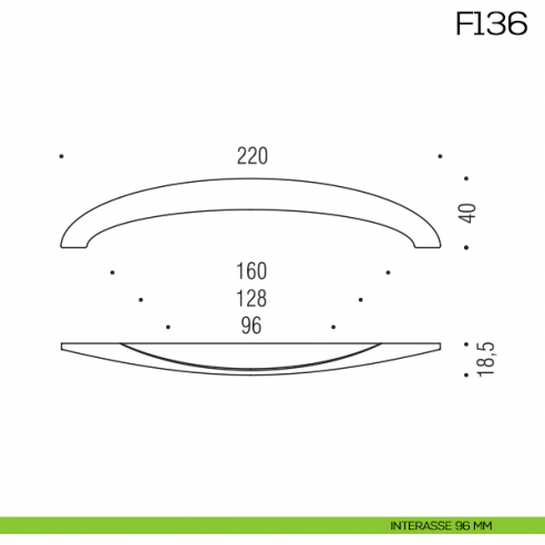 Maniglia per mobile F136 Formae interasse 96 mm