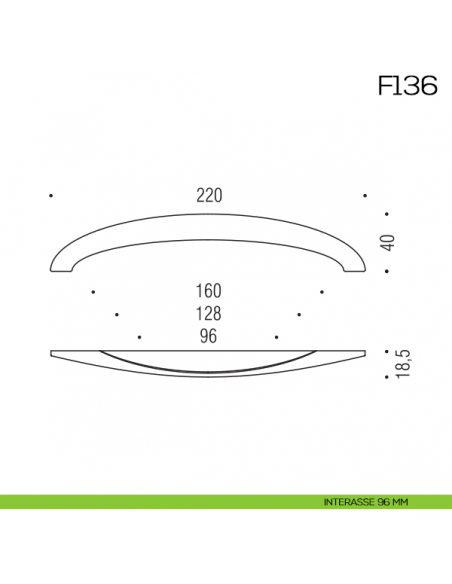 Maniglia per mobile F136 Formae interasse 96 mm