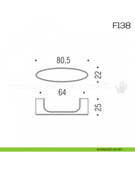 Maniglia per mobile F138 Formae interasse 64 mm