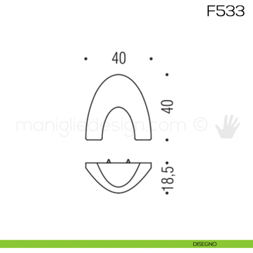 Pomolo per mobile F533 Formae disegno