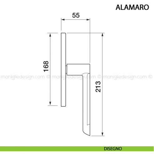 Maniglia cremonese per finestra Alamaro Manital disegno