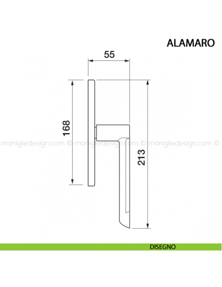 Maniglia cremonese per finestra Alamaro Manital disegno