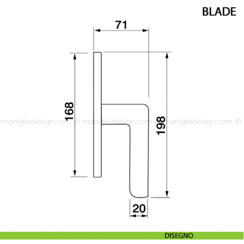 Maniglia cremonese per finestra Blade Manital disegno