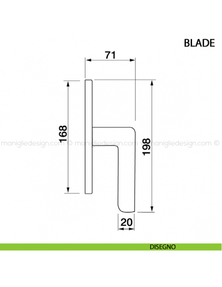 Maniglia cremonese per finestra Blade Manital disegno