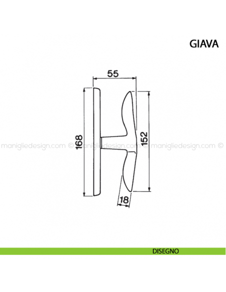 Maniglia cremonese per finestra Giava Manital disegno